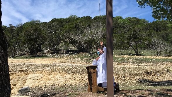 Br. Daniel Ringing the Mass Bell