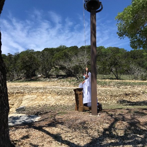 Br. Daniel Ringing the Mass Bell